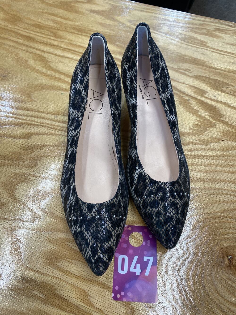 AGL Attilio Giusti Leombruni Pump Women's 8 Black Leopard Print Block Heel